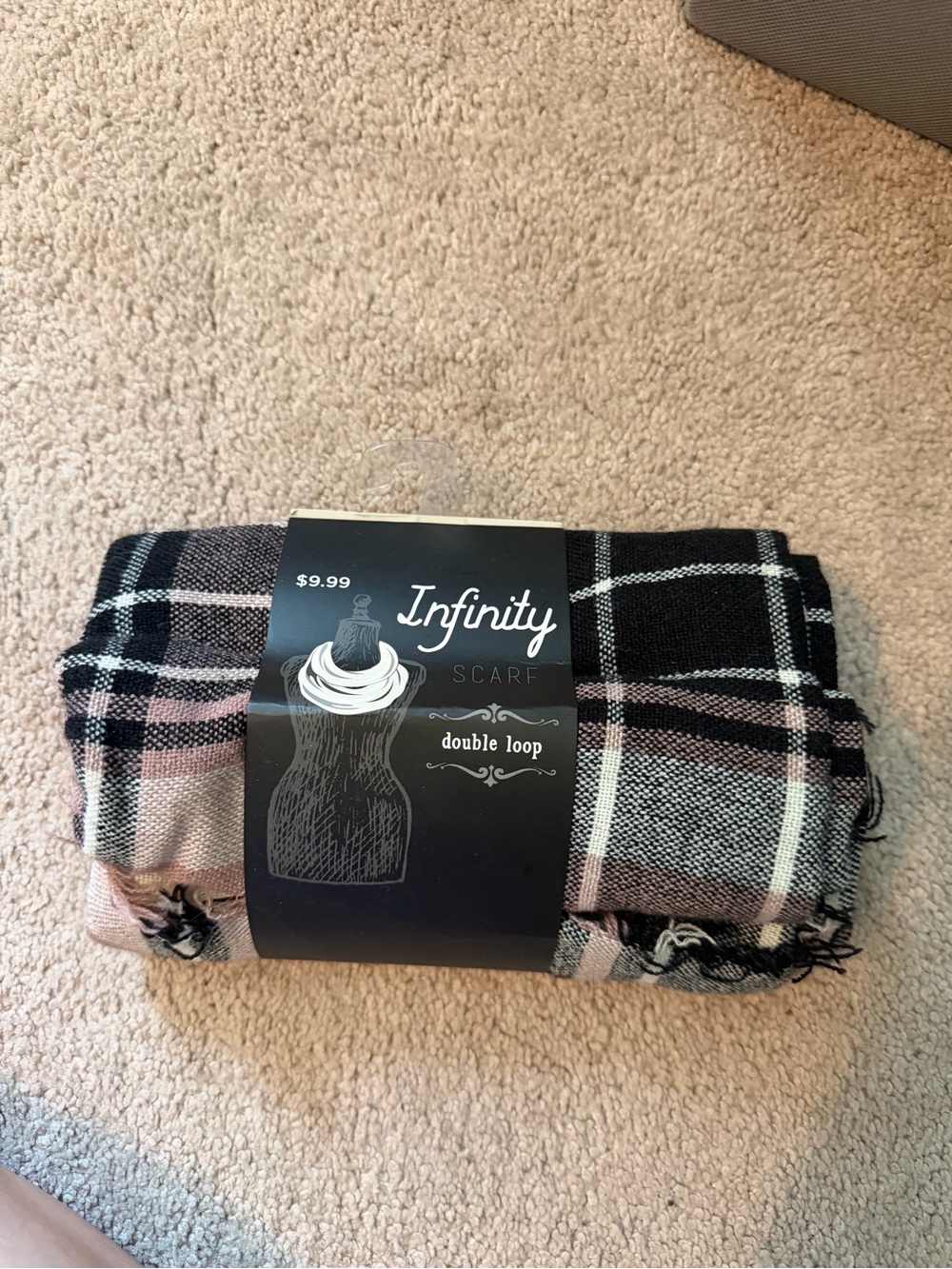 Infinity Double Loop Infinity Scarf - Pink Plaid